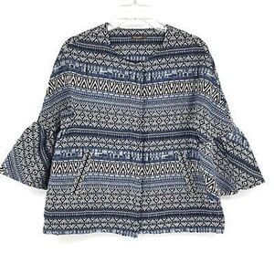 J. McLaughlin Textured Cropped jacket Blue Size Small